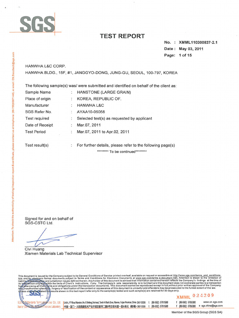 SGS Test Report | PDF