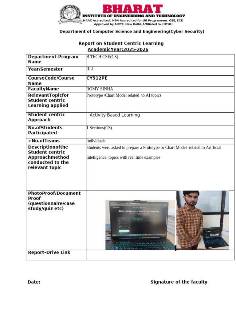 Report On Student Centic Approach - AI - CS | PDF