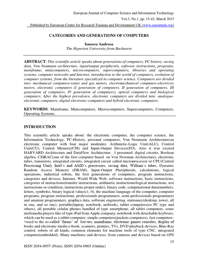 Categories and Generations of Computers | PDF | Central Processing Unit ...