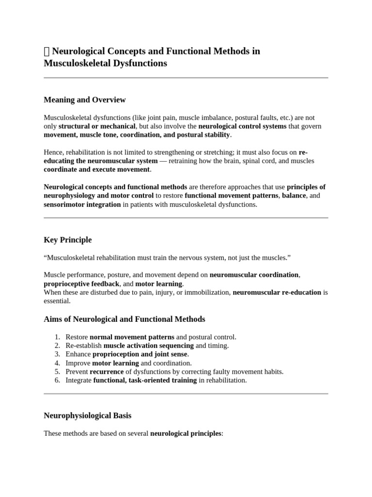 ? Neurological Concepts and Functional Methods in Musculoskeletal ...