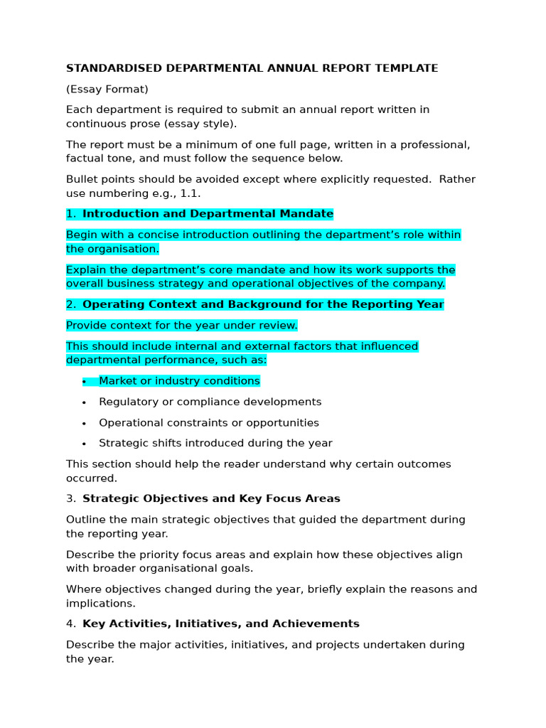 Standardised Departmental Annual Report Template | PDF | Strategic ...