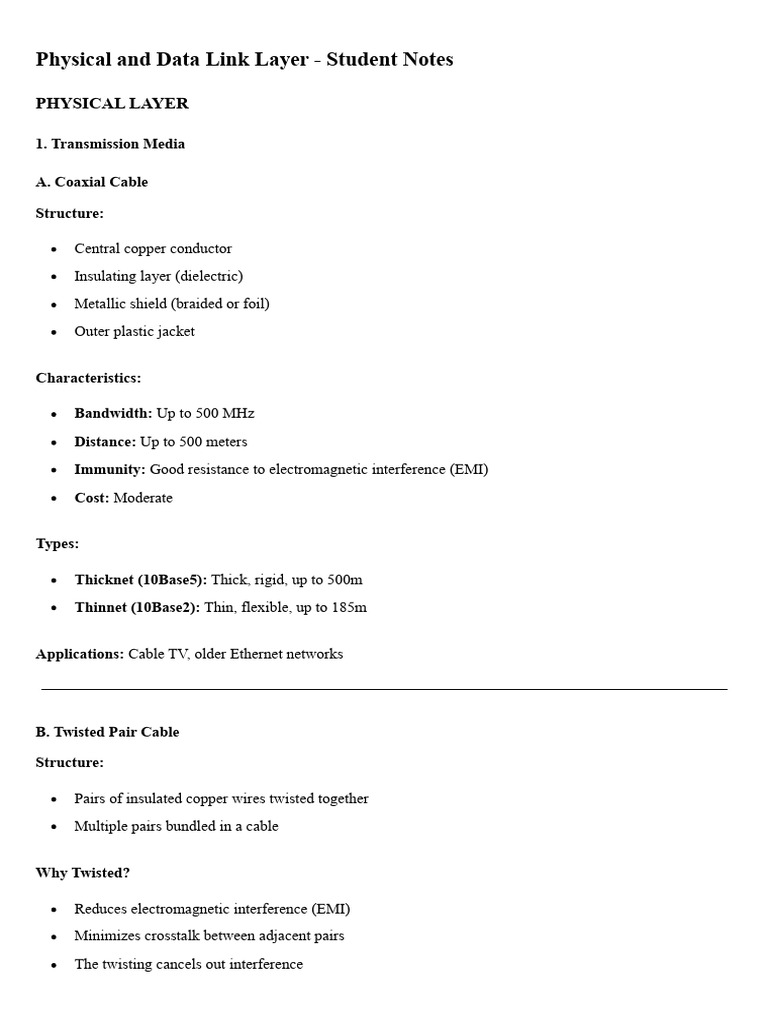 Unit 2 - Physical and Data Link Layer | PDF | Ethernet | Transmission ...