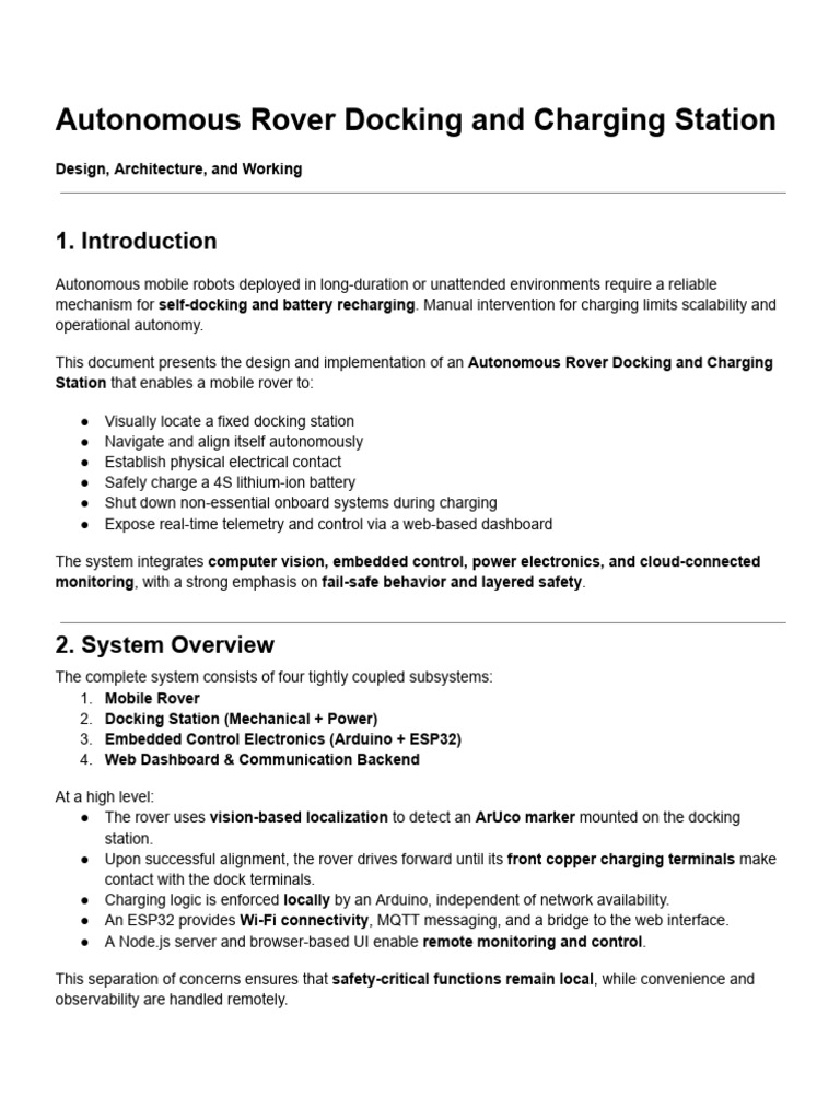 Autonomous Rover Docking and Charging Station | PDF | Osi Model ...