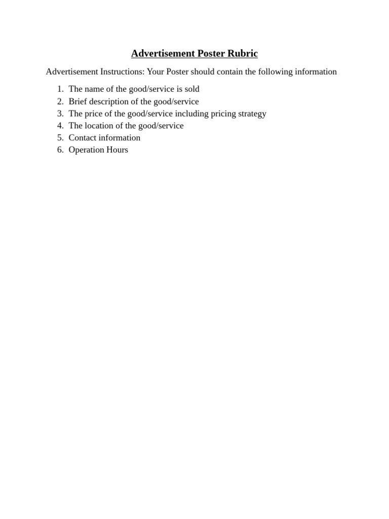 Advertisement Poster Rubric | PDF