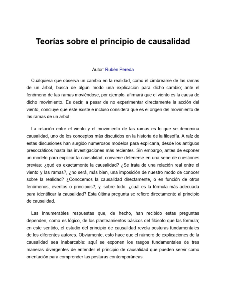 Teorías Sobre El Principio de Causalidad | PDF | Causalidad | David Hume
