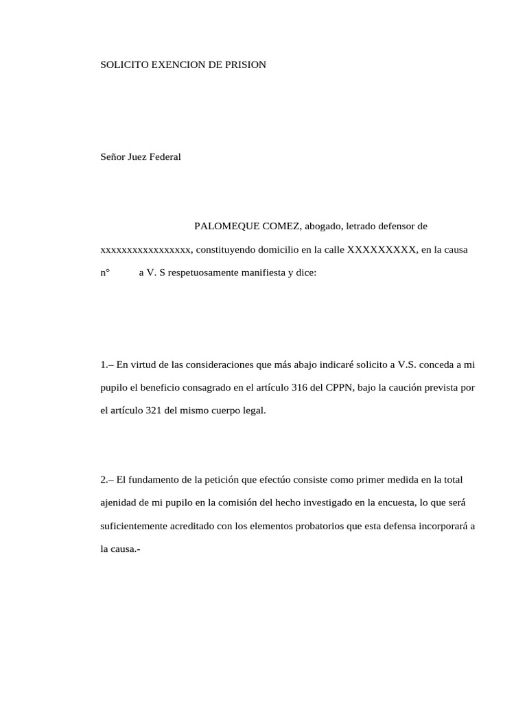 Solicito Exencion de Prision 4 | PDF | Ley procesal | Ley Pública
