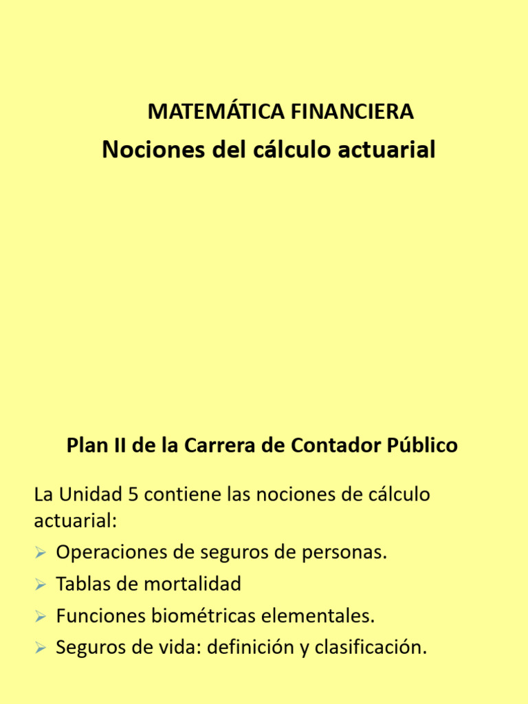 Nociones de Calculo Actuarial Matematica Financiera | PDF | Actuario ...