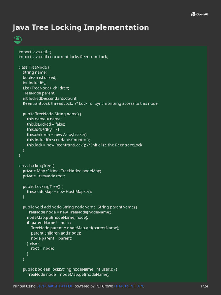 Java Tree Locking Implementation | PDF | Thread (Computing) | Boolean ...