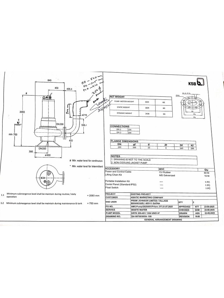 KSB Pump Drawing | PDF