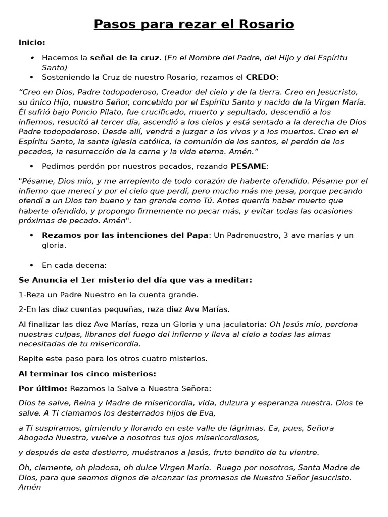 Pasos para Rezar El Rosario | PDF | Rosario | María, madre de Jesús