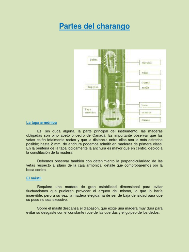 Partes Del Charango Pdf Tecnología Musical Instrumentos De Cuerda