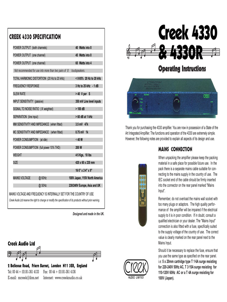 4330 Man | PDF | Amplifier | Sound Production