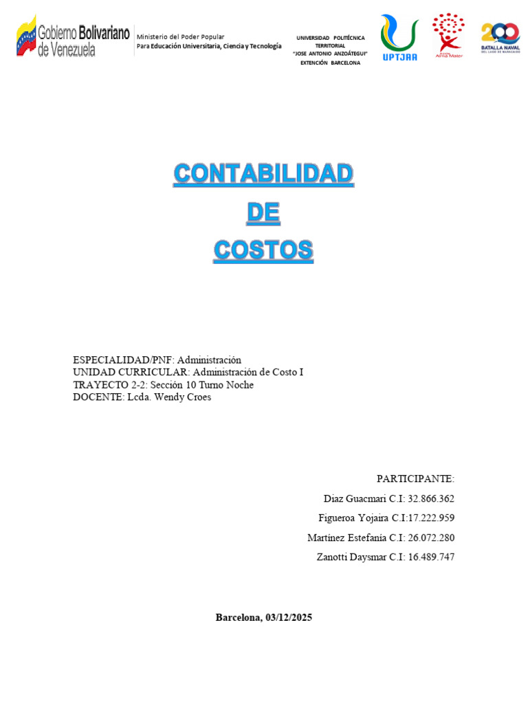 CONTABILIDAD DE COSTO | PDF | Contabilidad de costos | Contabilidad