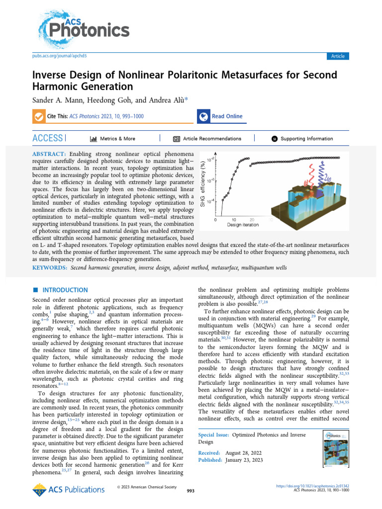 Inverse Design of Nonlinear Polaritonic Metasurfaces For Second ...