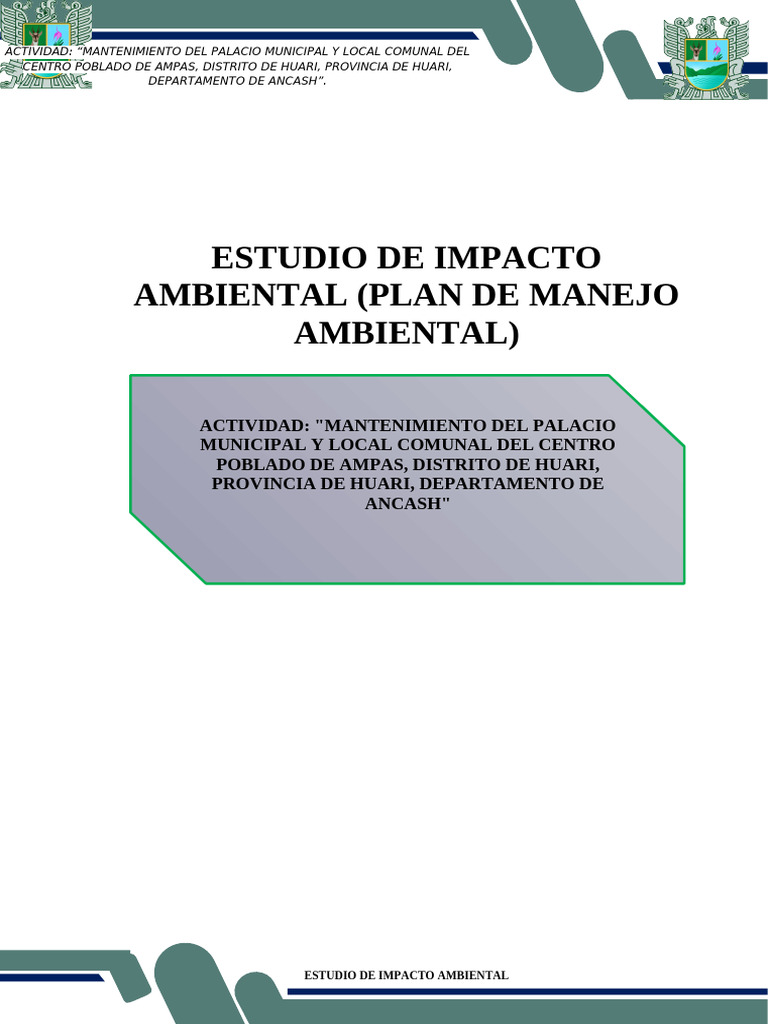 Estudio de Impacto Ambiental - HUARI | PDF | Residuos | Evaluación de ...