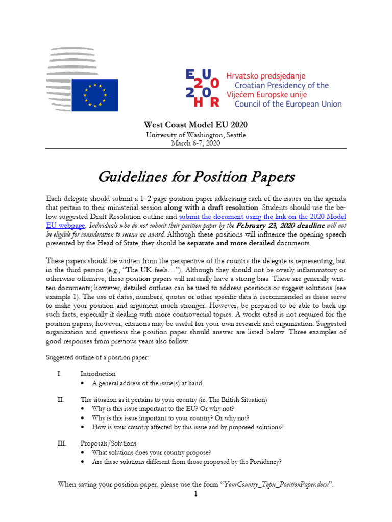 Guidelines For Position Papers 2020 | PDF | Stability And Growth Pact ...