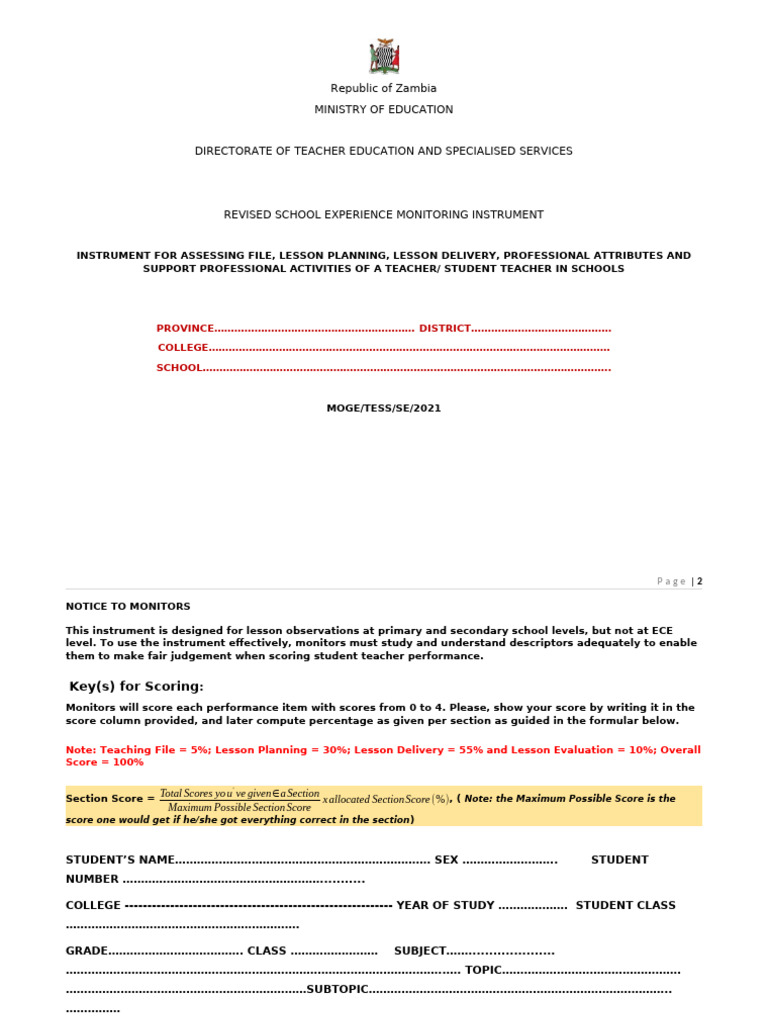 Mace Lesson-Observation Tool Revised 2024 | PDF | Learning ...