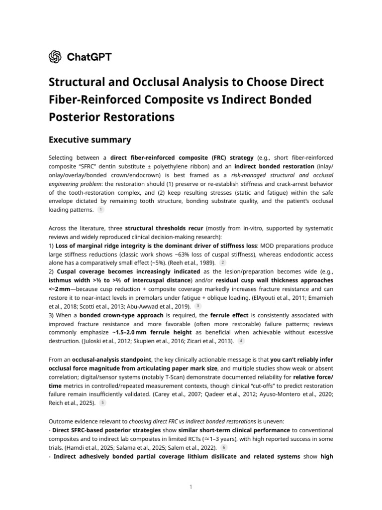 Structural and Occlusal Analysis To Choose Direct Fiber-Reinforced ...