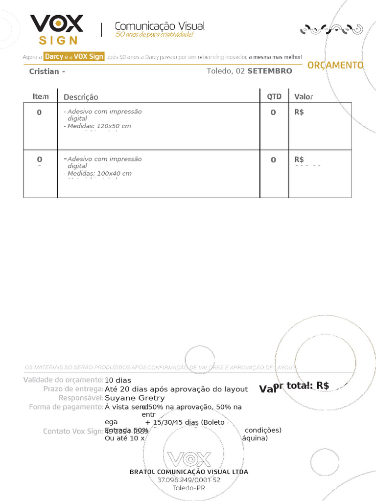 ORÇ VOX Adesivos Instalação | PDF