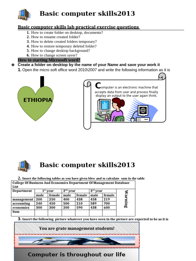 Besic Computer Skils Practical Quastions | PDF | Computing | Software