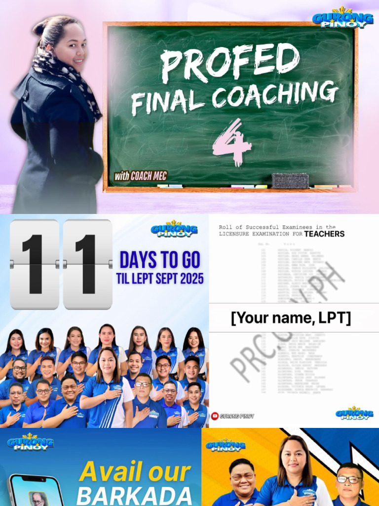ProfEd Final Coaching 4 (Sept 10 2025) | PDF | Educational Assessment ...
