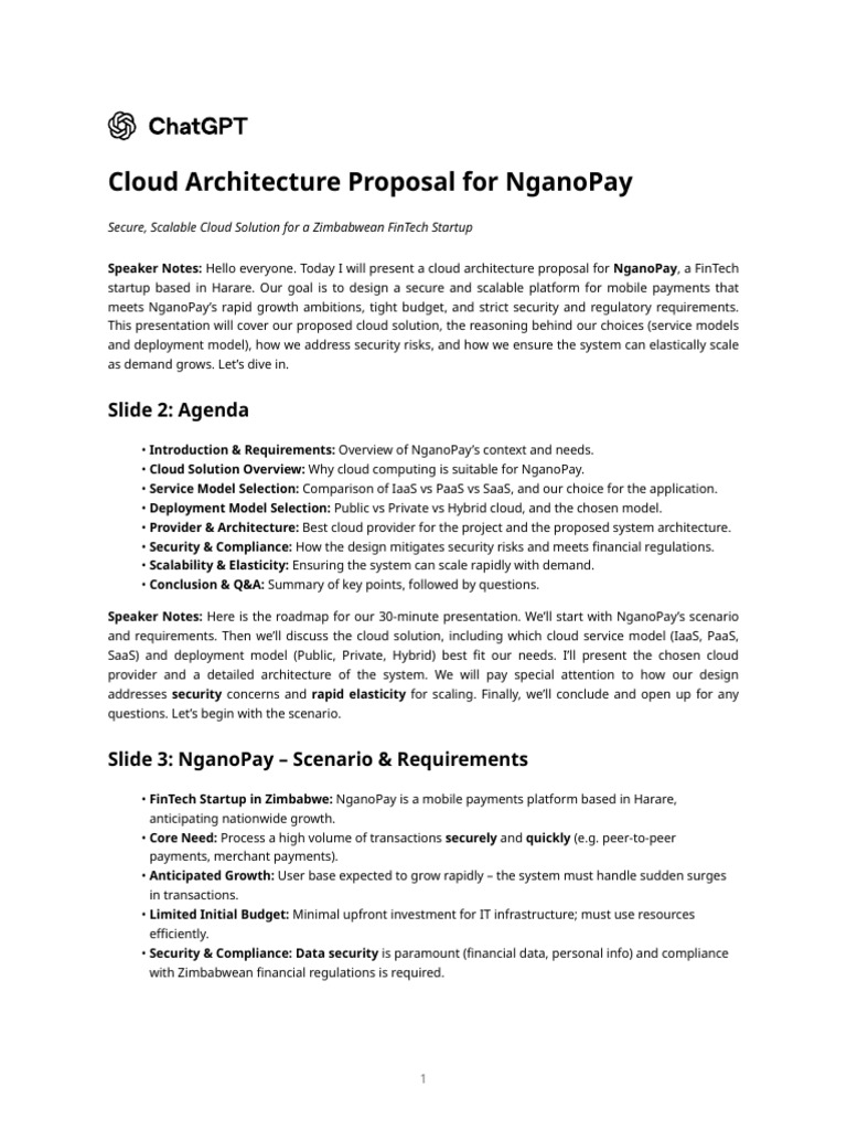 Cloud Architecture Proposal For NganoPay | PDF | Cloud Computing ...