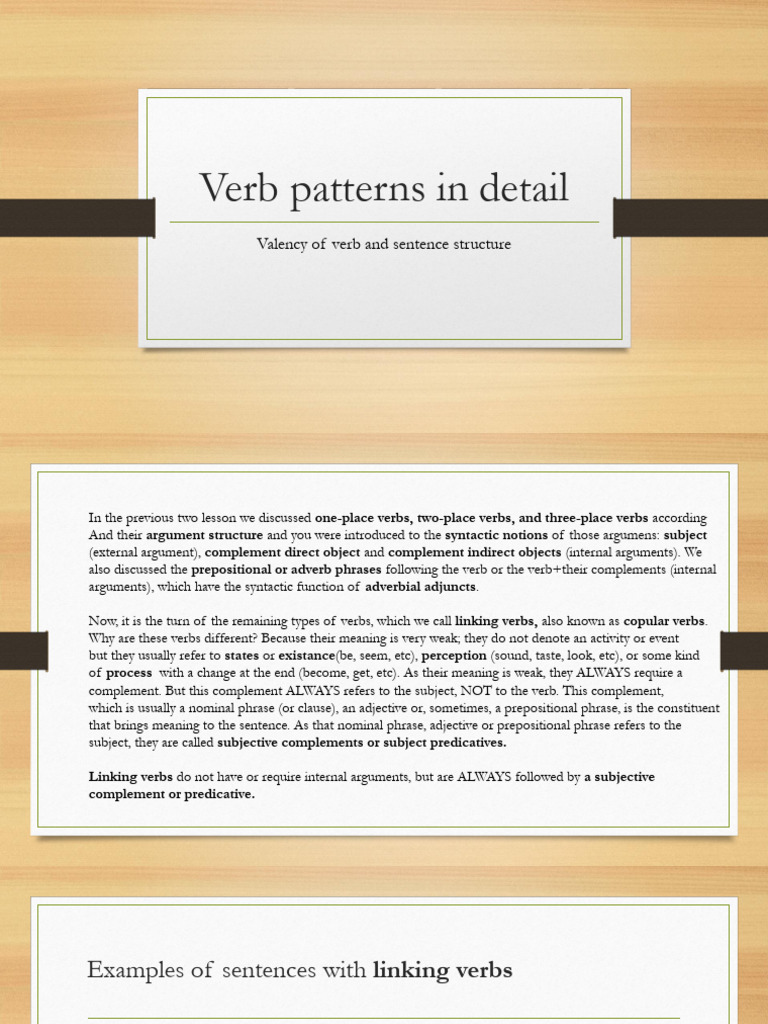 Week 11 Verb Valency Patterns | PDF | Verb | Subject (Grammar)