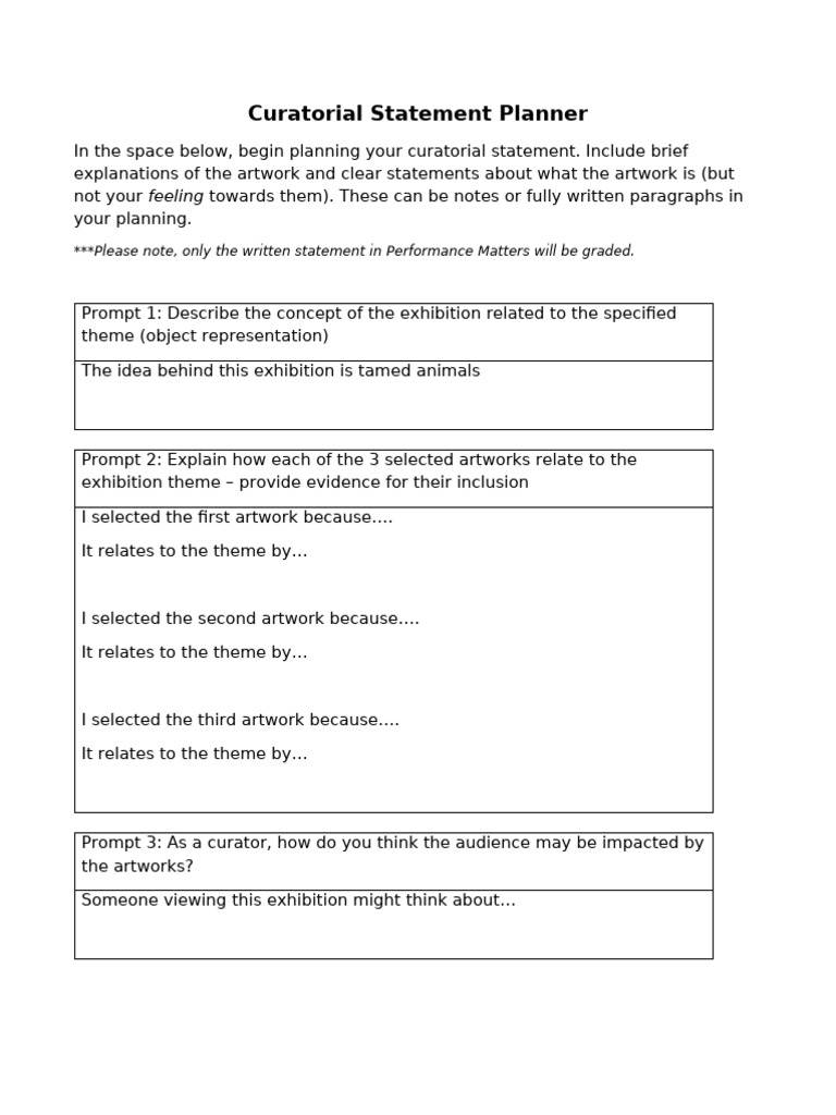 Curatorial Statement Planner+1 | PDF