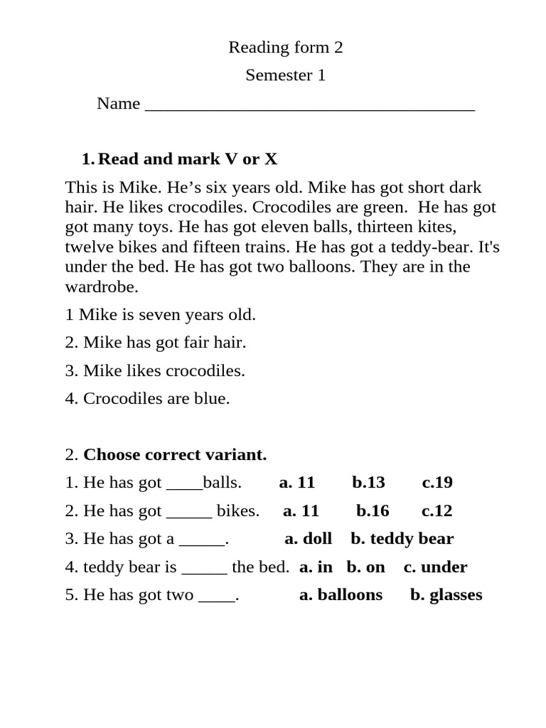 Reading Form 2 | PDF