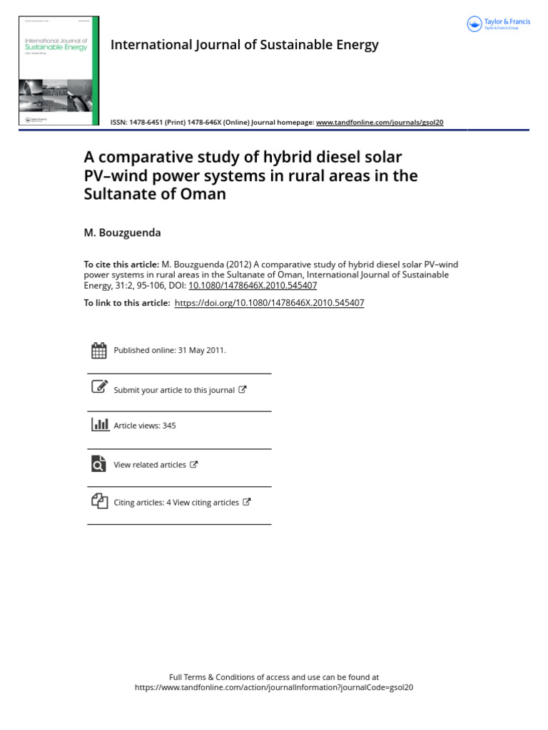 A Comparative Study of Hybrid Diesel Solar PV Wind Power Systems in ...
