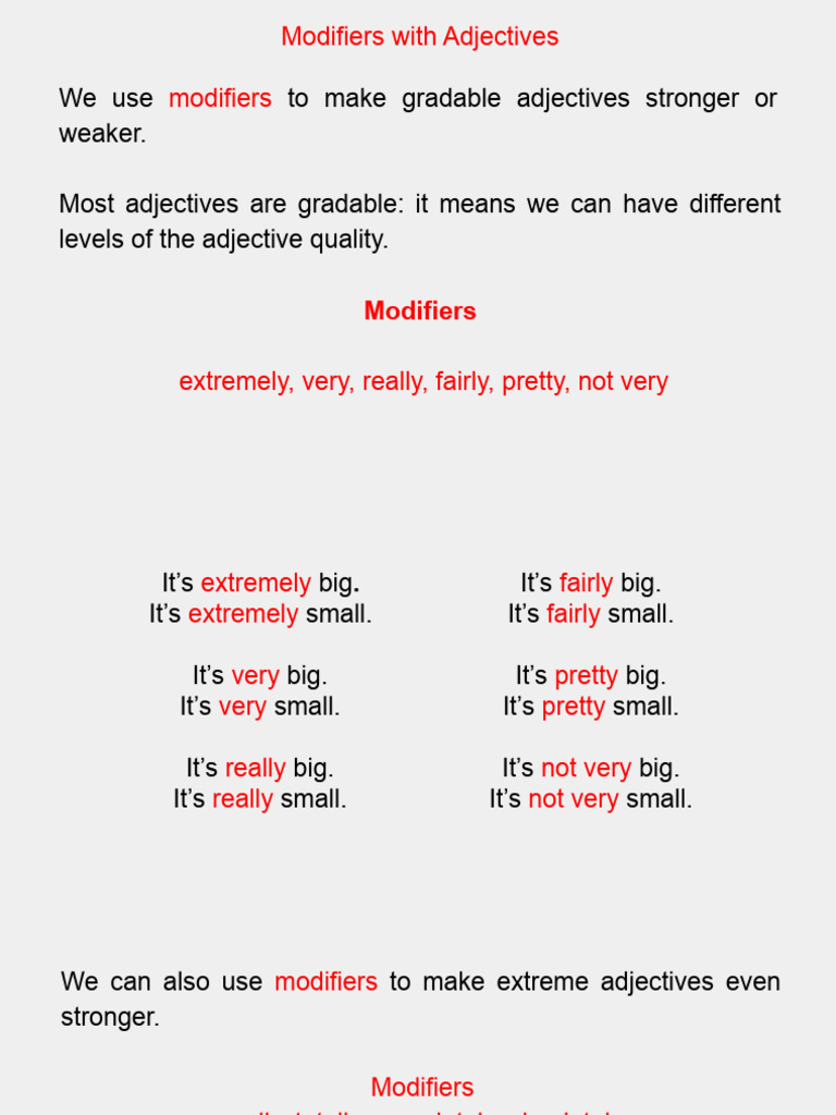 Modifiers With Adjectives | PDF