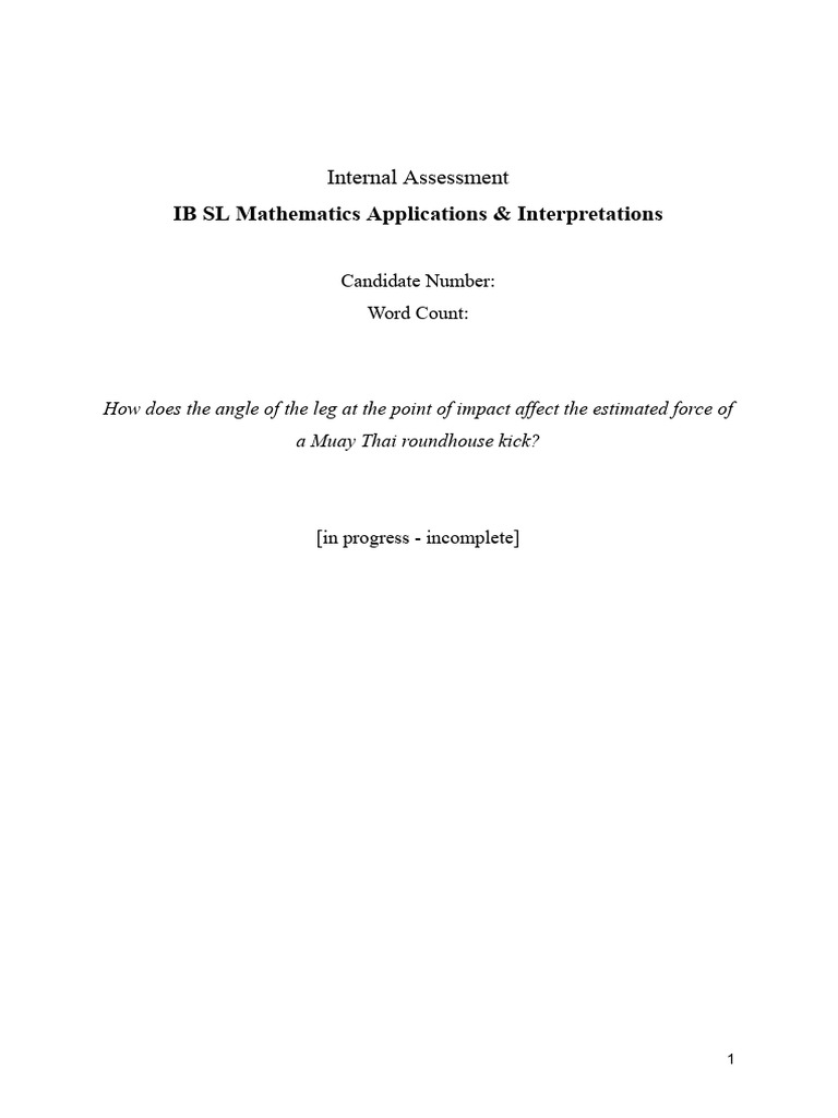Math SL Applications & Interpretations - IA | PDF | Angle | Force