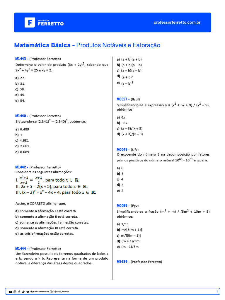 Matemática Matemática Básica Detalhado | PDF | Números | Matemática ...