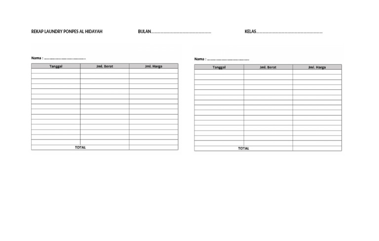 Form Laundry Bulan | PDF