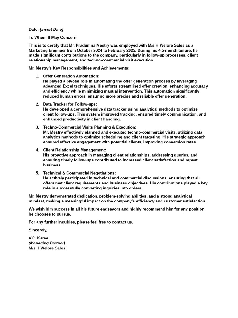 Exp Letter | PDF