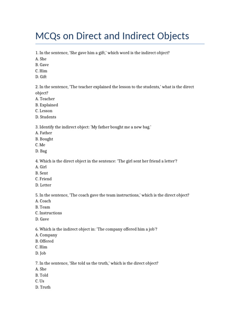 Direct Indirect Object Questions | PDF | Chess Openings | Chess
