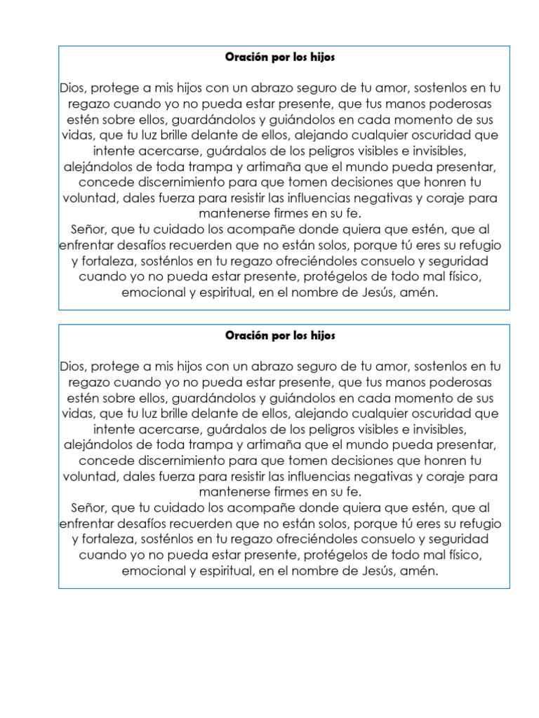 Oración Por Los Hijos | PDF