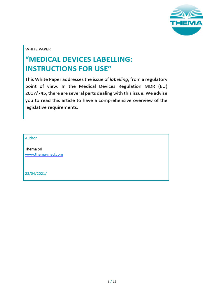 WP Medical Devices Labelling Instructions For Use | PDF