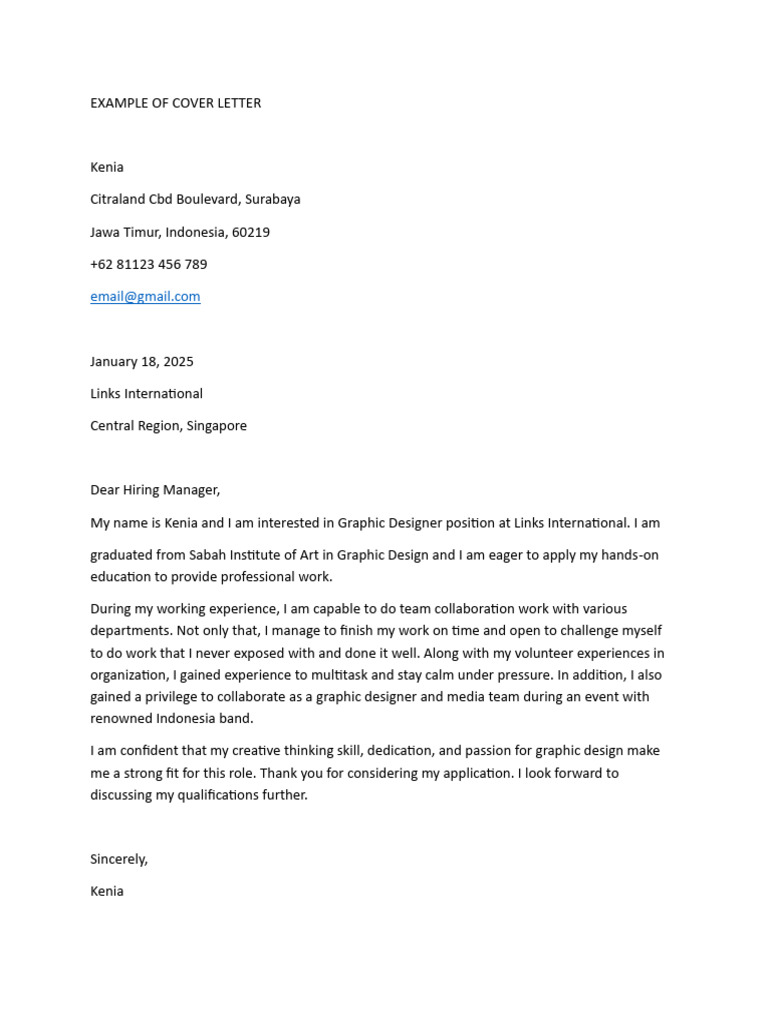 Example of Cover Letter | PDF