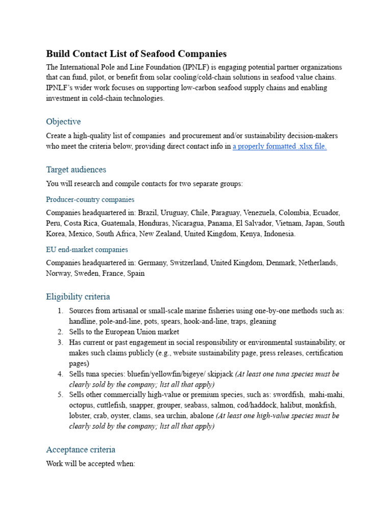 Brief Fiver Work Profile | PDF | Tuna | Fish And Humans