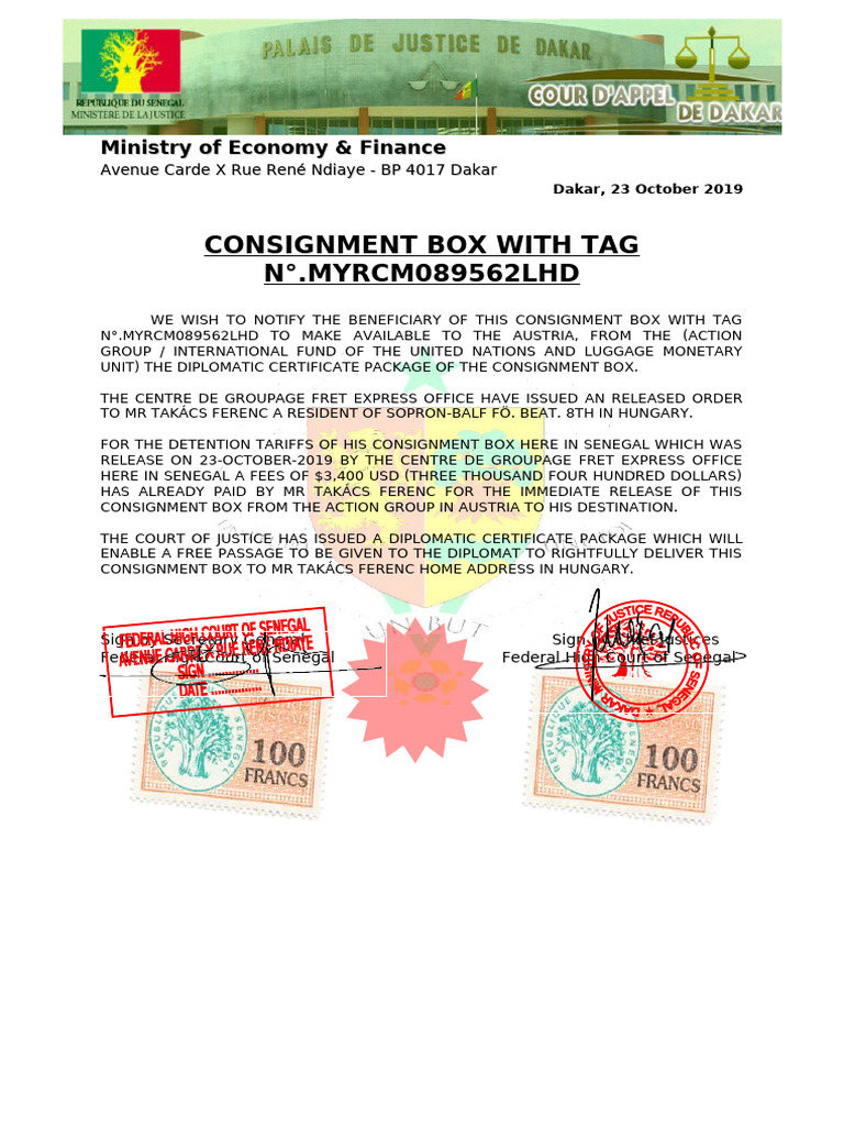 Consignment Box With Tag N°.myrcm089562lhd | PDF