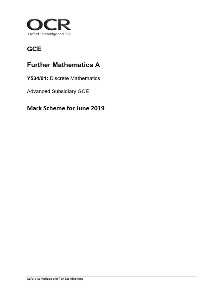Mark Scheme Discrete Mathematics | PDF | Vertex (Graph Theory ...