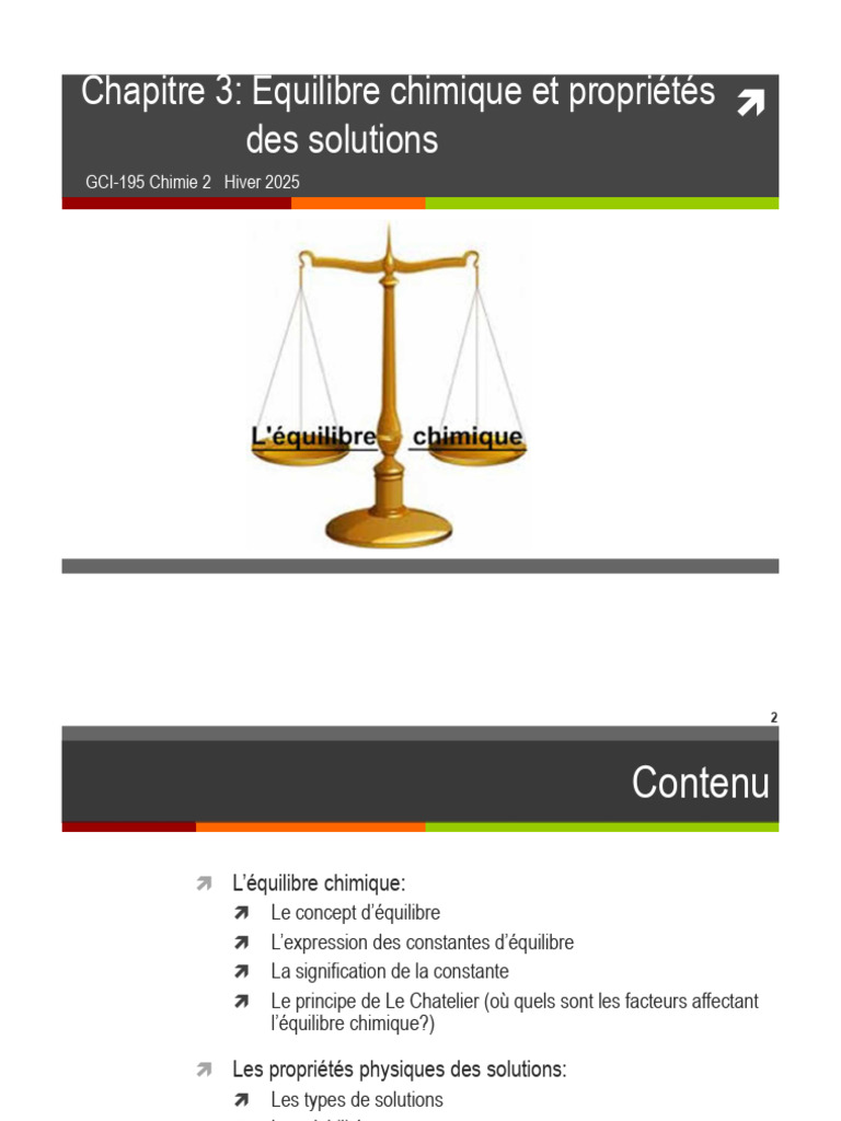 Chapitre 3-H25 1 | PDF | Équilibre chimique | Osmose