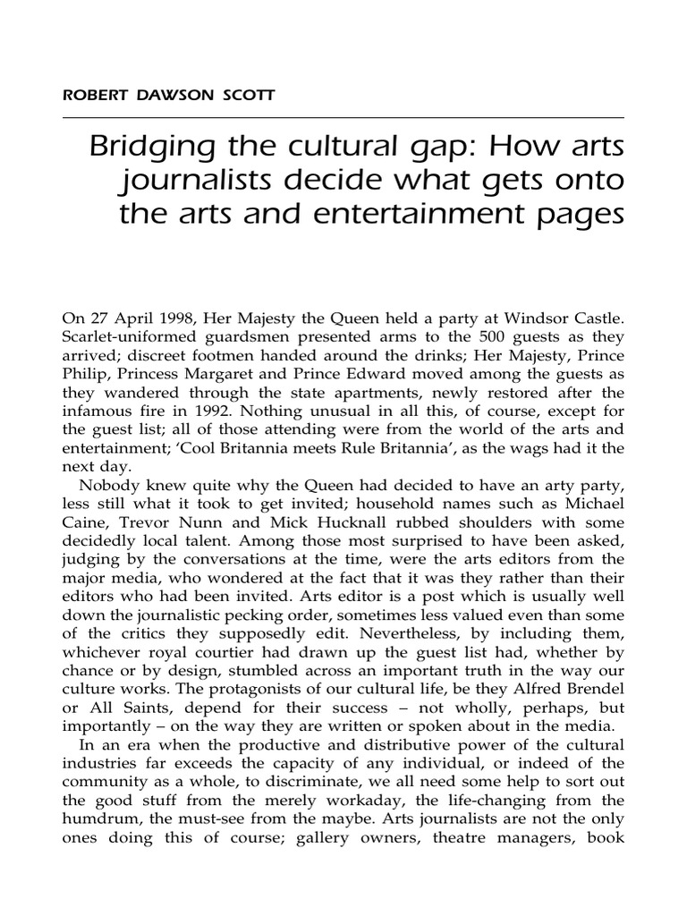 Bridging The Cultural Gap How Arts Journ | PDF | News | Journalism
