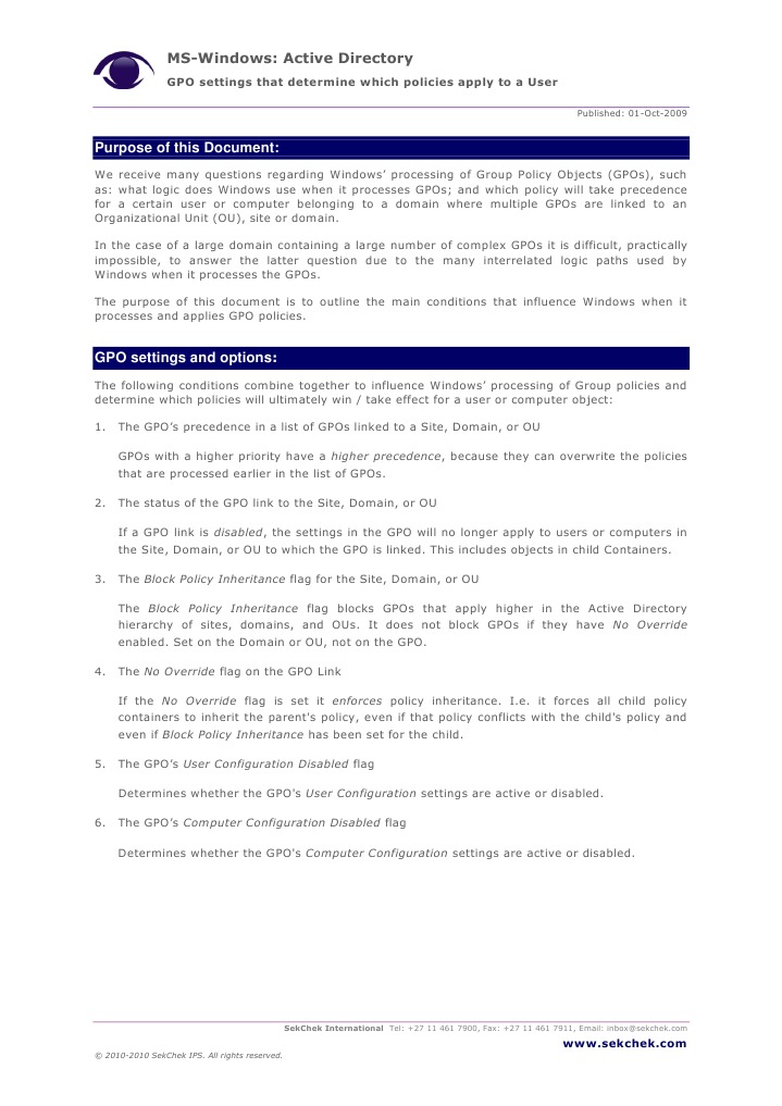 Windows Active Directory Gpo Processing | PDF | Group Policy | Active ...