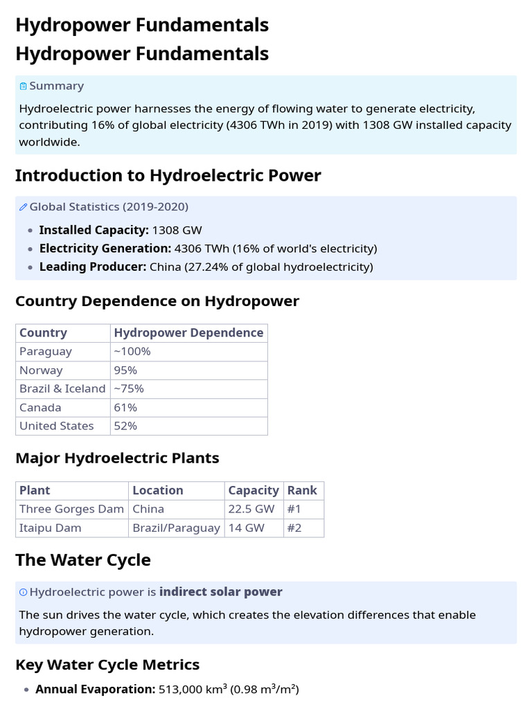 Hydropower Fundamentals | PDF | Hydroelectricity | Electric Power
