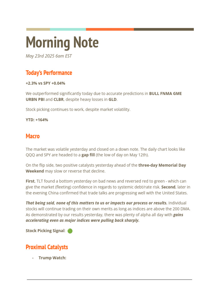May 23rd 2025 Morning Note | PDF | Economies
