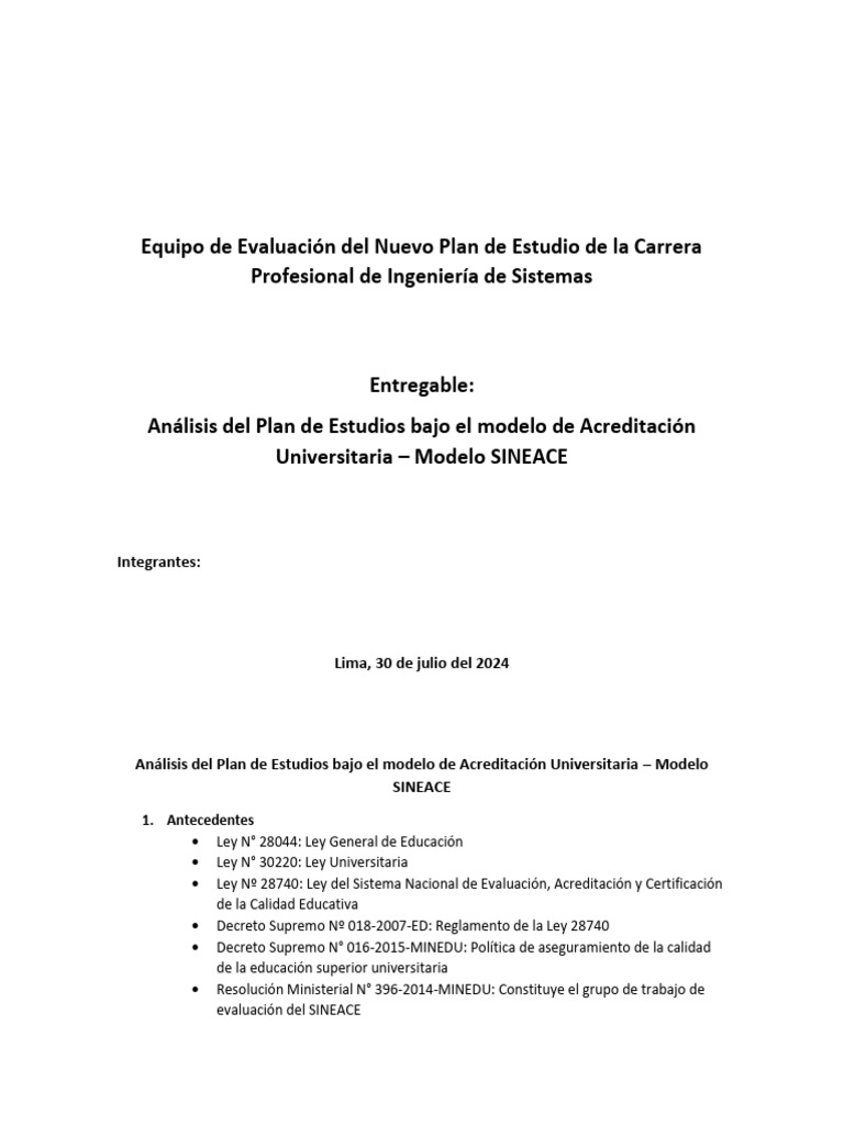 Análisis Modelo Acreditacion Plan de Estudios | PDF | Plan de estudios ...
