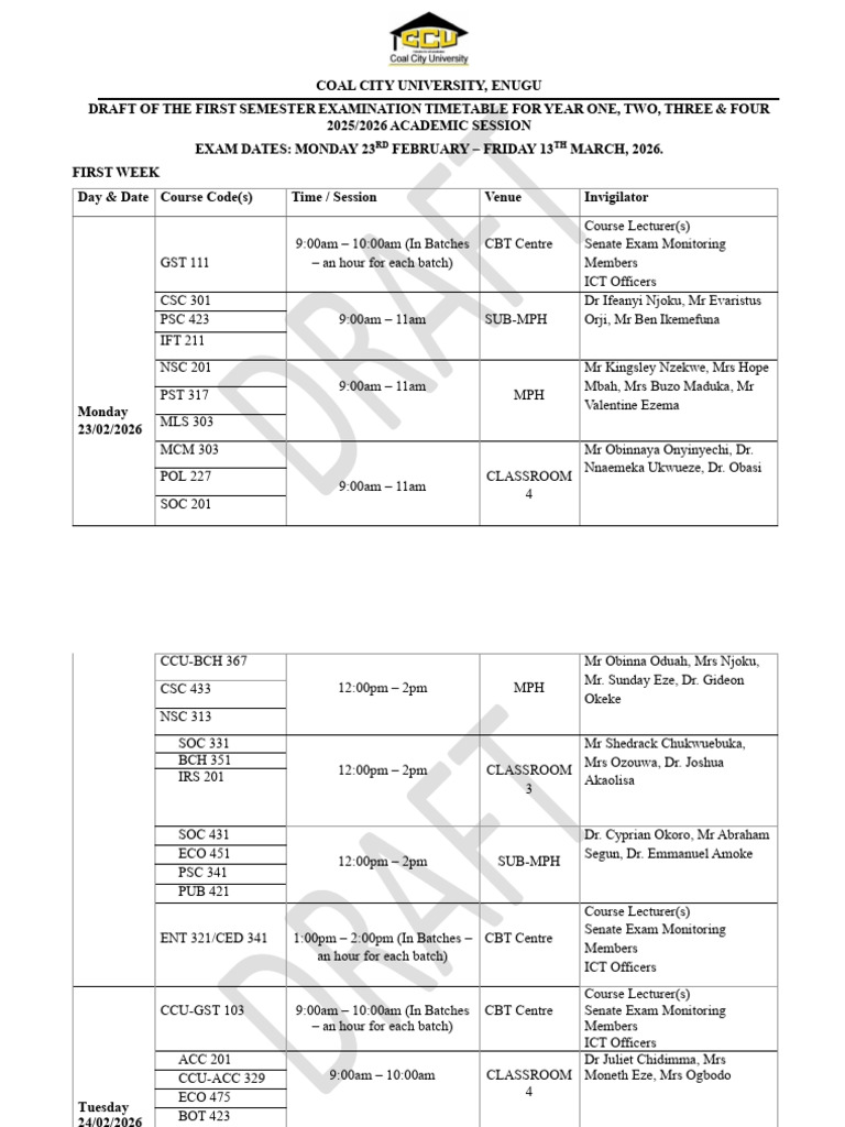 Final Draft of 2025 2026 1st Semester Examination-1 | PDF