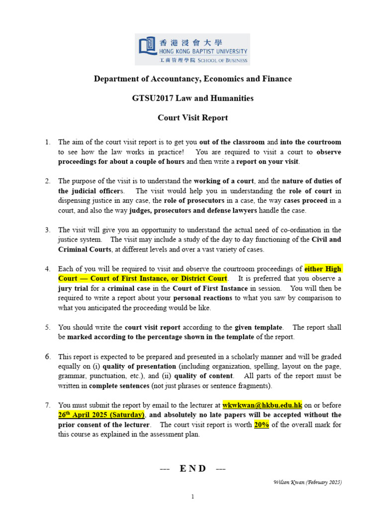 Court Visit Report Instructions and Template | PDF | Courtroom | Courts